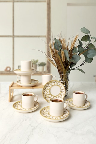Keramika Worn Gold Nordic Kahve Takımı 12 Parça 6 Kişilik 22968
