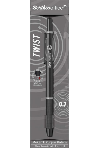 Scrikss Twist 0.7 Gri Şerit Siyah Gizli Uç Mekanik Kurşun Kalem