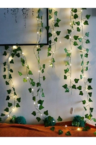 Yeşil Yapraklı 230 Cm Yapay Sarmaşık Peri Led Işık 3 Metre Gün Işığı Yeşil