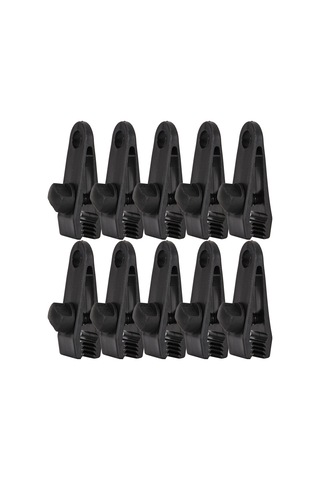 Yaleker 10 Adet Plastik Çadır Klembi - Siyah, 80mm Büyük Boy, 22g Hafif, 10'lu Paket Siyah