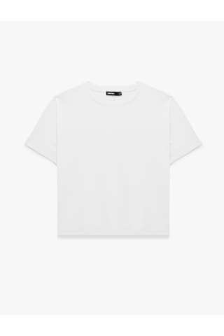 Koton Pamuklu Regular Fit Kısa Kollu Bisiklet Yaka Basic Tişört Beyaz 6sak60004uk
