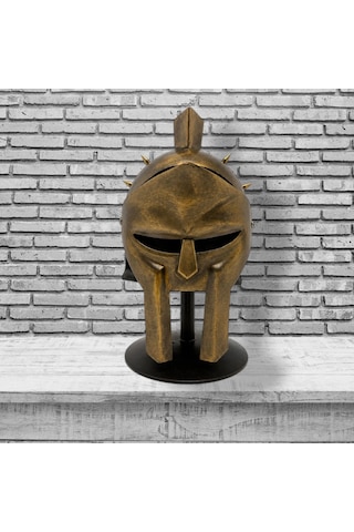 Metal Gladyatör Miğferi Kask Masa Standlı 21cm
