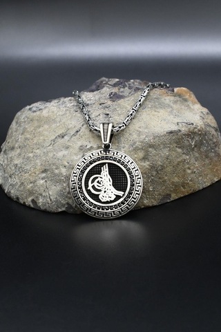 Osmanlı Tuğralı Grek Desenli 925 Ayar Gümüş Kral Zincir 2mm 902416 Gümüş