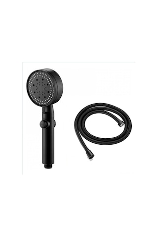 Konesam 5 Modlu Baskı Artırıcı Duş Başlığı - Siyah Abs + Silikon, 1.5m Patlama Dayanıklı Boru, Kolay Kurulum Yağmur/puls/masaj Modları Siyah