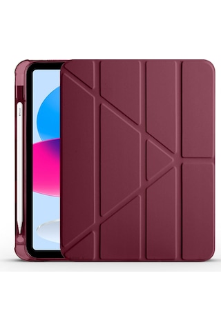 Apple Uyumlu iPad 11.nesil 11 İnç 2025 A16 Üçgen Katlanabilir Kalemlikli Yatay Dikey Standlı Akıllı Kılıf Kapaklı Kılıf