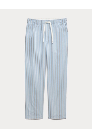 Marks & Spencer Pamuklu Çizgili Pijama Altı Mavi Mix