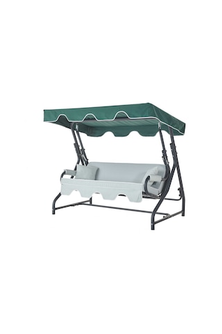 Olea 3 Kişilik Bahçe Balkon Teras Salıncağı Yeşil Çizgili Yeşil