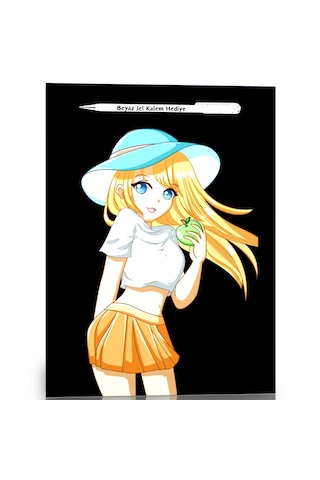 Siyah Sayfalı Defter A4-a5 Anime 60 Sayfa Beyaz Kalem Hediyeli