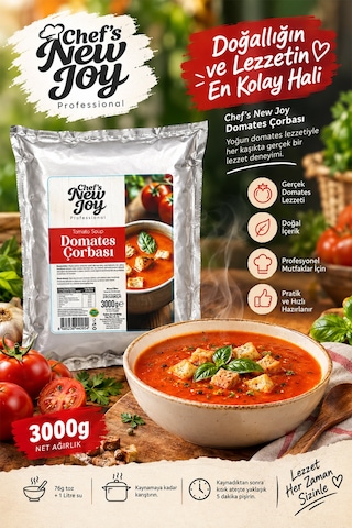Chefs New Joy Domates Çorbası 3000 Gr Tomato Soup Hazır Çorba