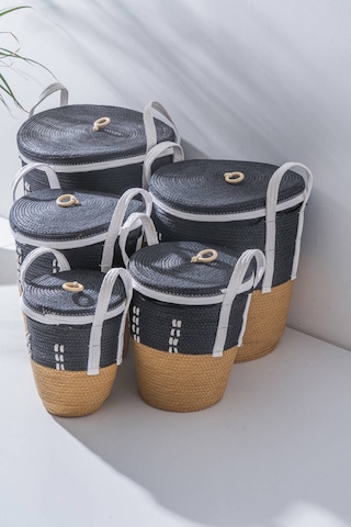 Lora Hasır 5 Li Çok Amaçlı Sepet Seti Renkli