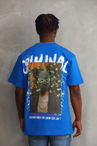 Wear Vexel Erkek Baskılı T-shirt Kısa Kol Bisiklet Yaka Rahat Kalıp Tişört - Mavi Çok Renkli