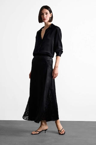 Defacto Yüksek Belli Saten Dantel Detaylı Midi Etek F8040ax25smbk81 Siyah