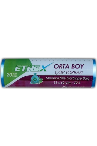 Ethex Orta Boy Çöp Torbası 50 Adet Mavi 55 x 60 CM