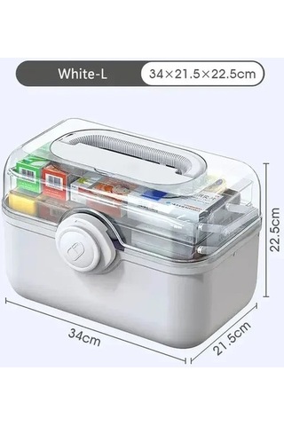 Bosphorusboutique02 White 3 Kat Büyük Kapasiteli İlk Yardım Çantası, Beyaz, Aile İçin, Dayanıklı, Neme Dayanıklı Beyaz