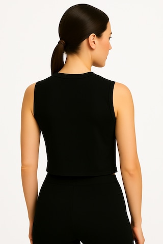 İngegno Body Bisiklet Yaka Sıfır Kol Crop %95 Viskon Ring Örme Kumaş Body Siyah