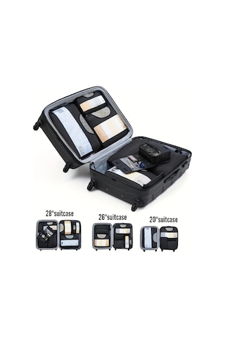 Fochsia Grey 8 Parça Set Oxford Sıkıştırma Çantaları Seyahat Bagaj Depolama Aksesuarları Ahşap