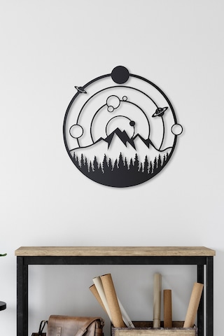 Space And Nature Metal Duvar Tablosu - Siyah