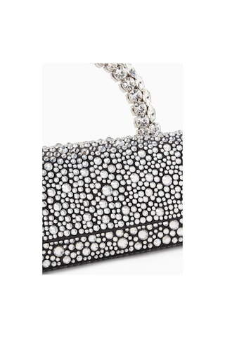 L'alingi Malika Crystal Saten Clutch Çanta, Gümüş, Kristal Üst Saplı