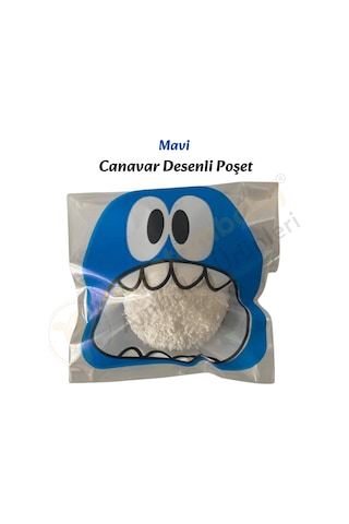 100 Adet Mavi-yeşil Renkli Canavar Desenli Cake Pop & Kurabiye Poşeti-10x15 Cm