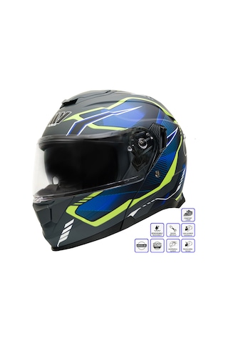 My Helmets Mks002-egby Güneş Vizörlü Şeffaf Çene Açılır Motosiklet Kaskı