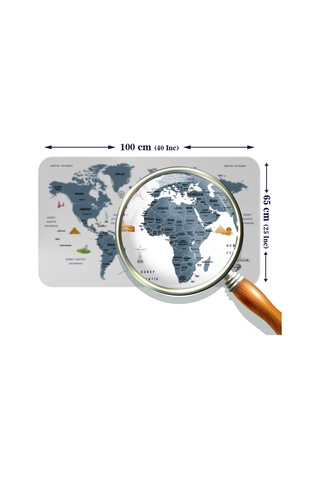 Türkçe Eğitici Ülke Ve Başkent Detaylı Atlası Dünya Haritası Duvar Sticker -60x105-3832 - Renkli Çok Renkli