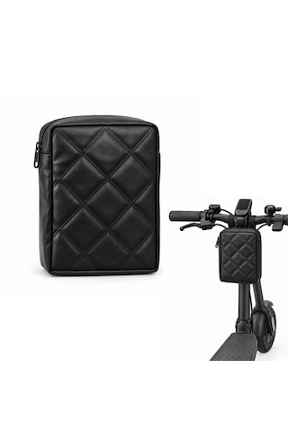 Microcase Kapitone Kumaş Gidon Bağlantılı Scooter Bisiklet Motosiklet Çantası 23x19 Cm Al5690 Siyah
