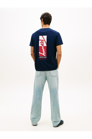 Tommy Hilfiger Tjm Reg Sıgn Block Ss Tee Ext Erkek Mavi T-shirt - Dm0dm22532