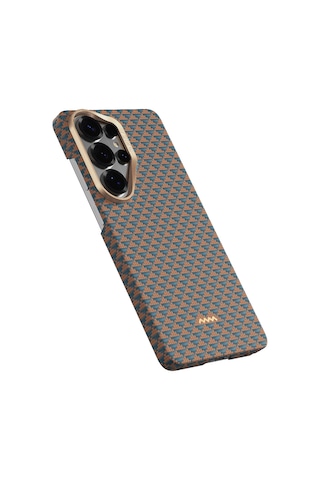 Galaxy S26 Ultra Uyumlu Kılıf M-safe Şarj Özellikli Raptic Aramid Skin Origin Serisi Kapak Gold-mavi Mavi - Gold