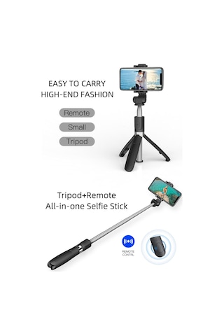 Reedark 3 Lü 1 Arada 6 Segmanlı Selfie Çubuğu Tripod Ve Gimbal Stabilizatör 27.5 İnç Android İos Uyumlu