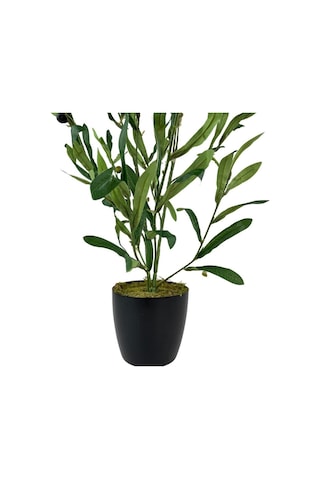 Yapay Çiçek Siyah Saksıda Zeytin Dalı 60Cm
