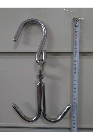 Kasap Et Asma Kancası Krom Kaplı Çift Çengel 10 Mm