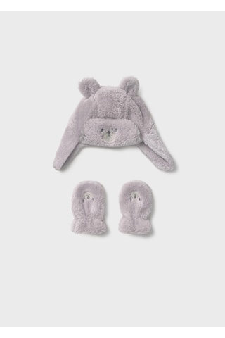 Mayoral Erkek Bebek Peluş Şapka E Eldiven Takım Gri
