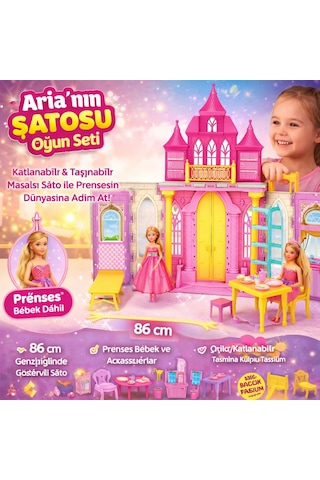 Aria Nın Şatosu Prenses Oyun Seti Katlanabilir Taşınabilir Şato Ve Prenses Bebek