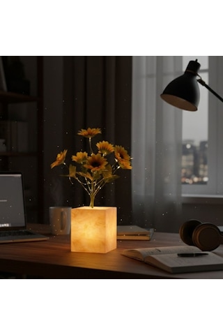 Sarı Saksılı Led Yapay Çiçek Çok Renkli