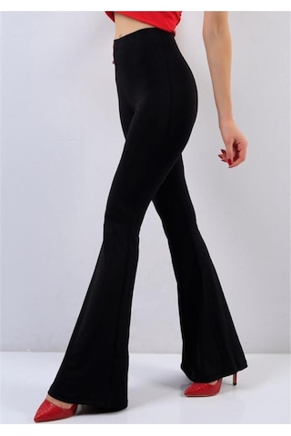 Incebelli Kadın Siyah Ispanyol Paça Likralı Taytsiyahm Siyah