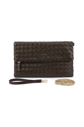 Tamer Tanca Kadın Suni Deri Kahverengi Clutch Çanta 921 7482-b Bn Cnt Sk26-27 Kahve Orgu