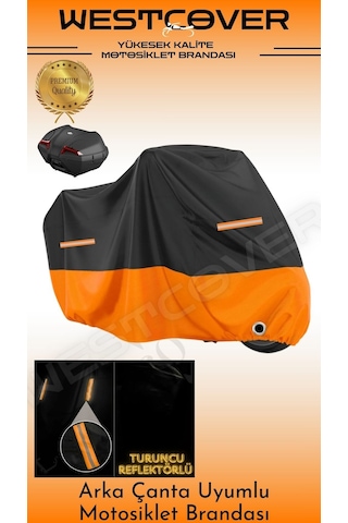 Honda Nss250 Forza 250 Arka Çanta Uyumlu Siyah Turuncu Reflektörlü Motosiklet Brandası,örtüsü