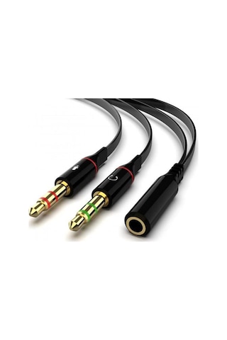 Aux 3.5 Mm Kulaklık Mikrofon Dönüştürücü Birleştirici Kablo