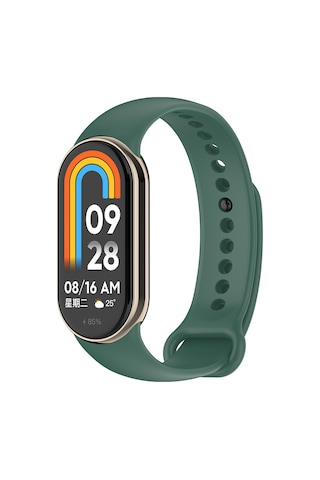 Xiaomi Mi Band 8 Serisi Klasik Kordon Silikon Strap Kayış-koyu Yeşil