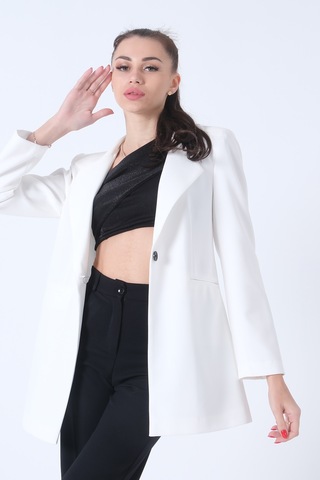 Feminist Ekru Zebra Astar Detaylı Krep Blazer Ceket 01051201.147 001