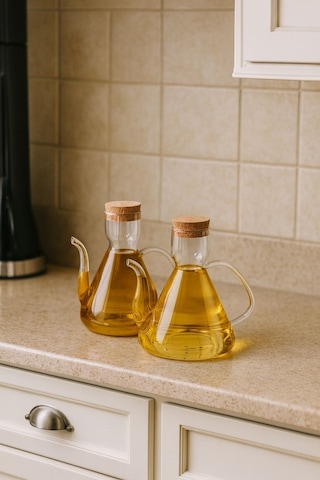 2 Li Borosilikat Cam Mantar Kapaklı Yağdanlık 500 Ml Liya Beyaz