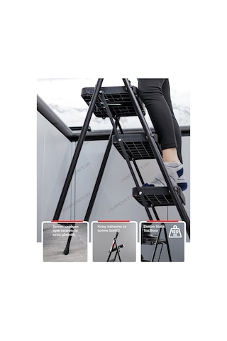 3 Basamak Siyah Merdiven Geniş Basamaklı EUROTOWER