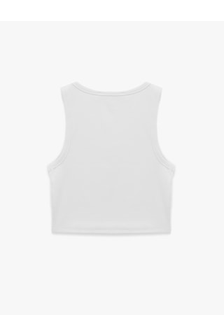 Koton Pamuklu Düğmeli Çizgili Kolsuz Hanley Yaka Crop Top Beyaz 6sak10240ek