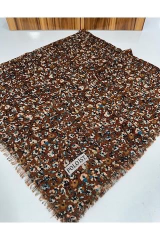 Poloist Desenli Flamalı Keten Eşarp- 05653 Kiremit
