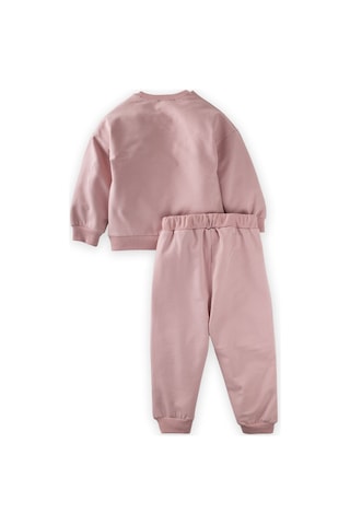 Cigit Basic Karyoka Detaylı Sweatshirt Takım 3-8 Yaş Pudra Pembe Pudra Pembe