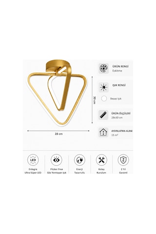 AvizeGO Urban Led Plafonyer Avize Beyaz Işık Eskitme