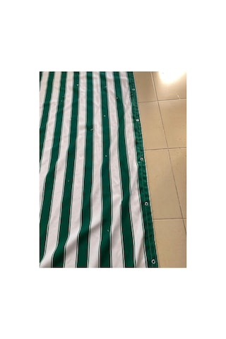 Özel Ölçülerinizle Kuşgözü Kapsüllü Balkon Brandası 300 Gr Pamuklu Kumaş Yeşil Beyaz