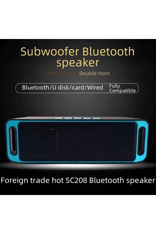 "çift Kablosuz Bağlantı Ve Radyo Özellikli Sc208 Taşınabilir Bluetooth Hoparlör"