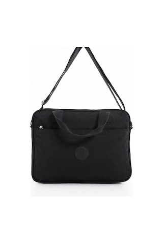 Sanmorris Unisex Krinkıl Siyah Renkli Suya Dayanıklı Laptop Bölmeli Çapraz-el Askılı Evrak Ve Laptop Çantası Siyah
