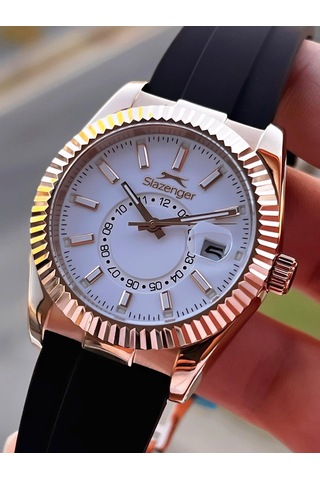 Slazenger Silikon Kordon İç Fonksiyonları Aktif 10 Atm Suya Dayanıklı Erkek Kol Saati Esl.09.2514.03 Rose Gold